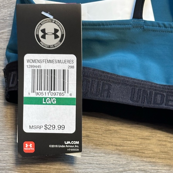 Under Armour Women’s Size Large Teal and Black Sports Bra - Picture 3 of 4